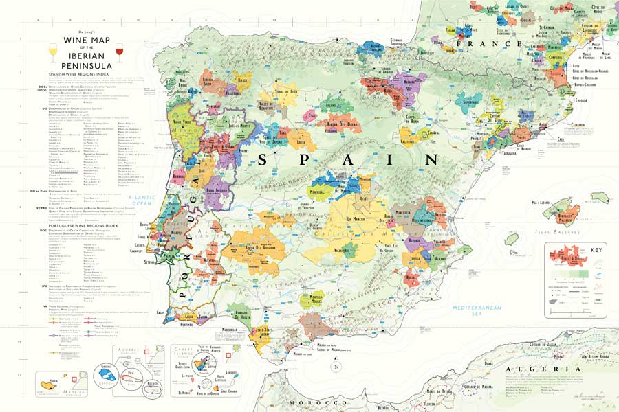 mapa-peninsula iberica-vinos